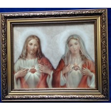 Sacred Heart of Jesus and Immaculate Heart in frame